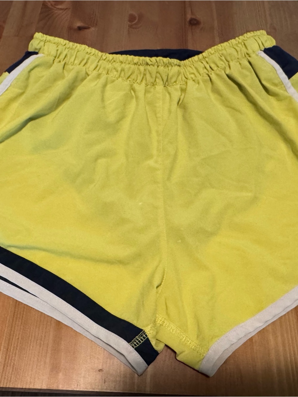 rabbit Smashems Running Shorts Yellow Navy Blue Mesh Trim Zipper Pocket Large LG